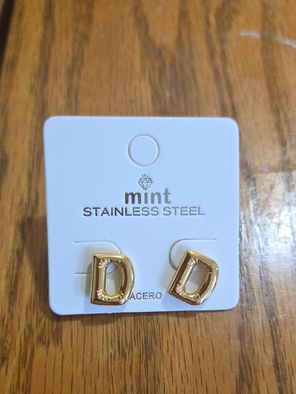 Mint Gold Letter 'D' Stud Earrings Stainless Steel